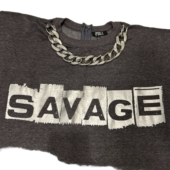 Trendy Gray Mini Dress with Chunky Chain Accent, Size L. - Picture 3 of 7